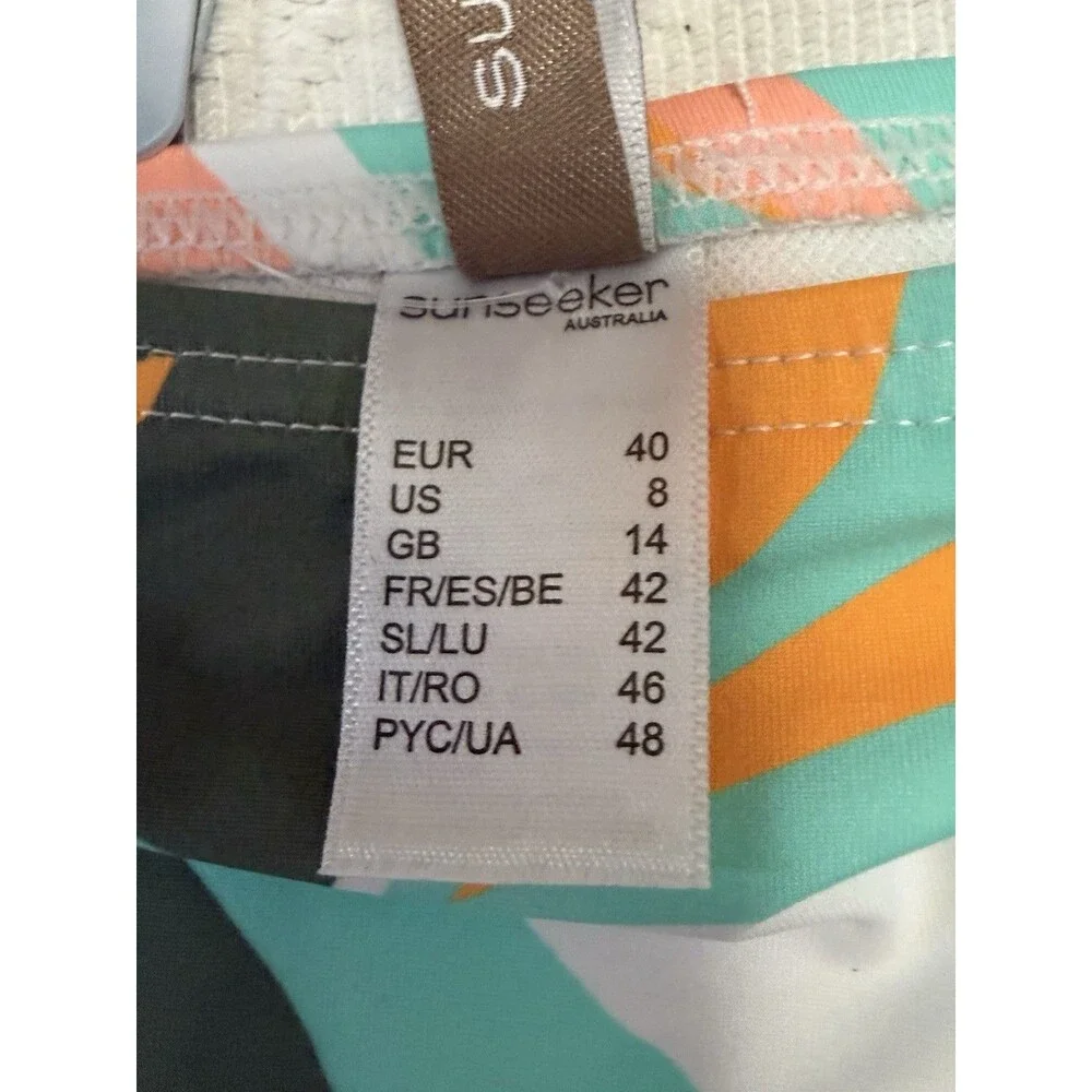 NWT Sunseeker Australia US 8 Microfibre Tropical Bikini Bottom Ruched Side Beach